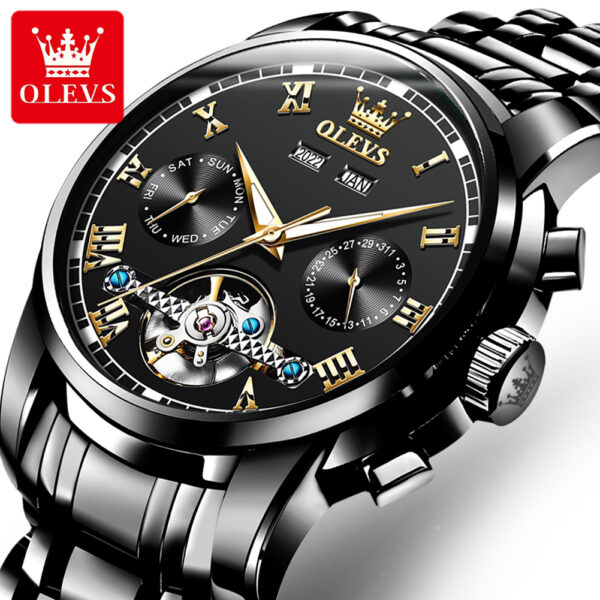 OLEVS 6607 Men's Automatic Mechanical Watch - Luxury Business Skeleton Wristwatch with Calendar Display - Image 14