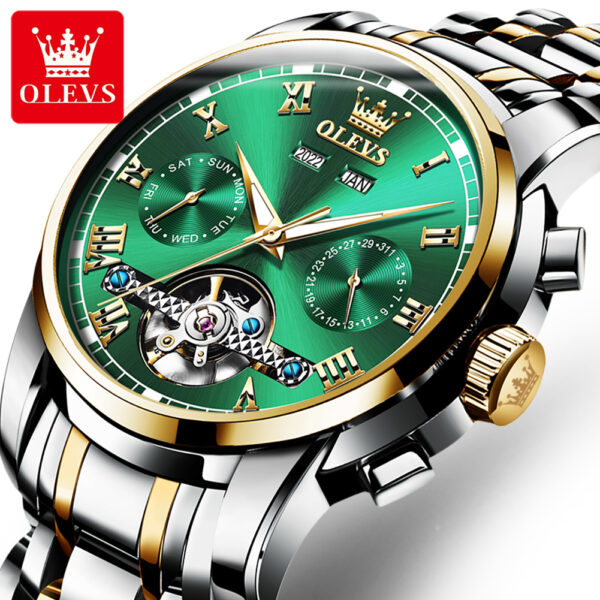 OLEVS 6607 Men's Automatic Mechanical Watch - Luxury Business Skeleton Wristwatch with Calendar Display - Image 13