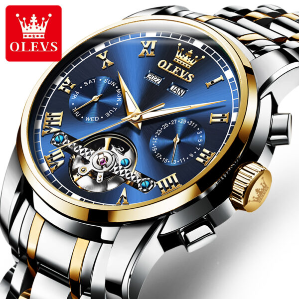 OLEVS 6607 Men's Automatic Mechanical Watch - Luxury Business Skeleton Wristwatch with Calendar Display - Image 11