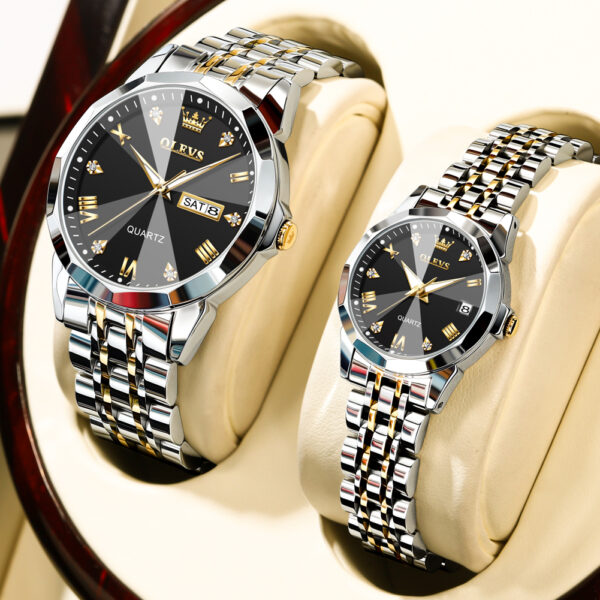 OLEVS 9931 Couple Watches - Luxury Rhombus Mirror Quartz Wristwatches - Image 10