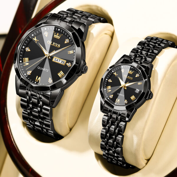 OLEVS 9931 Couple Watches - Luxury Rhombus Mirror Quartz Wristwatches - Image 12