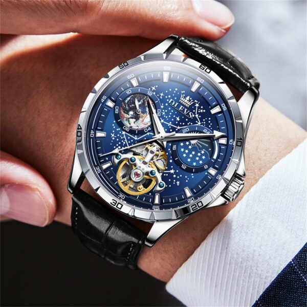 OLEVS 6689 Men's Automatic Mechanical Watch -  Luminous Moon Phase Watch with Starry Dial - Image 14