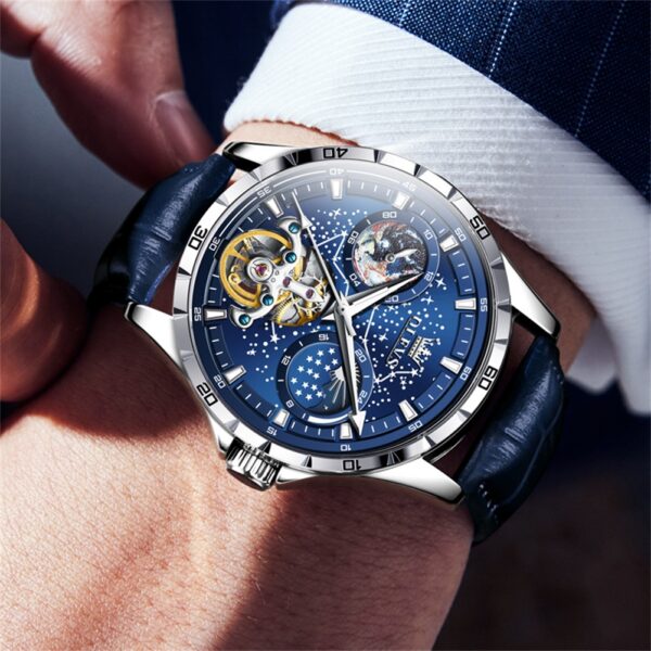 OLEVS 6689 Men's Automatic Mechanical Watch -  Luminous Moon Phase Watch with Starry Dial - Image 13