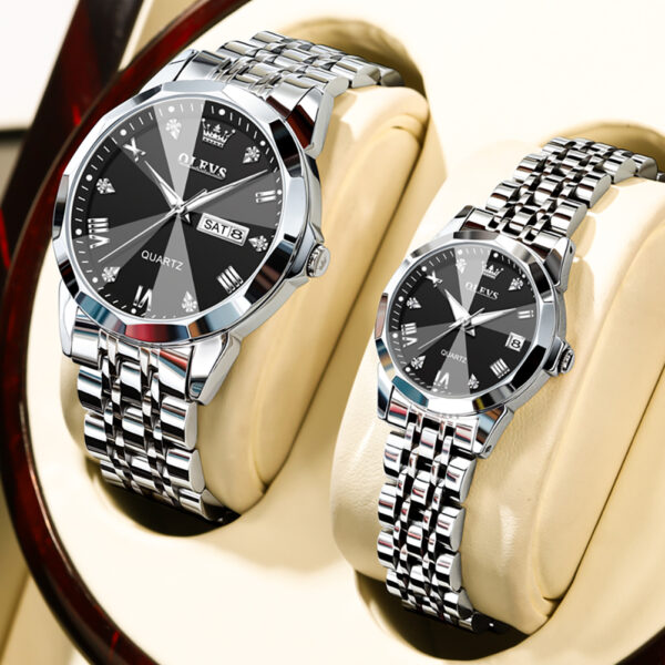 OLEVS 9931 Couple Watches - Luxury Rhombus Mirror Quartz Wristwatches - Image 13