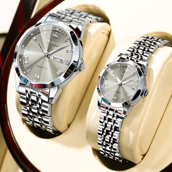 OLEVS 9931 Couple Watches - Luxury Rhombus Mirror Quartz Wristwatches - Image 8