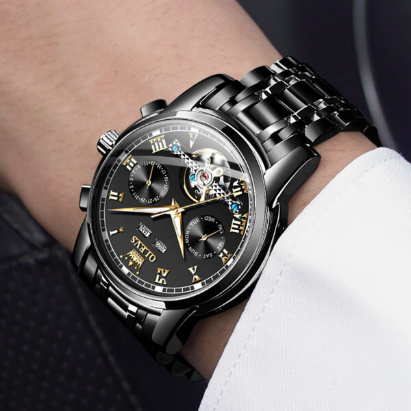 OLEVS 6607 Men's Automatic Mechanical Watch - Luxury Business Skeleton Wristwatch with Calendar Display - Image 10