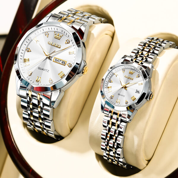 OLEVS 9931 Couple Watches - Luxury Rhombus Mirror Quartz Wristwatches - Image 9