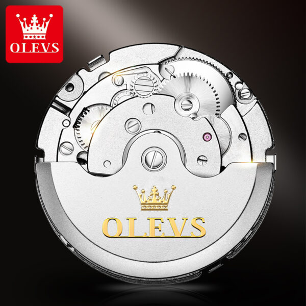 OLEVS 6607 Men's Automatic Mechanical Watch - Luxury Business Skeleton Wristwatch with Calendar Display - Image 7