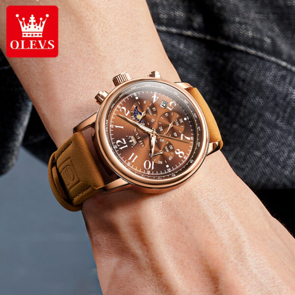 OLEVS 2912 Men's Brown Quartz Watch - Image 2