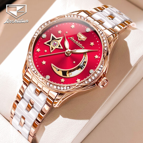 JSDUN 8962 Automatic Mechanical Watch For Ladies Skeleton Luminous - Image 3