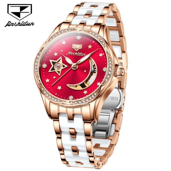 JSDUN 8962 Automatic Mechanical Watch For Ladies Skeleton Luminous