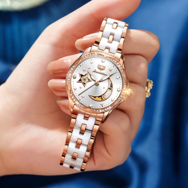 JSDUN 8962 Automatic Mechanical Watch For Ladies Skeleton Luminous - Image 8